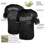 Custom Name and Number Personalized Baseball Jersey, Black Gray Mesh Authentic Throwback Style Personalized Black Gray Mesh