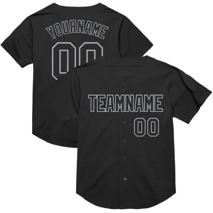 Custom Black Gray Mesh Throwback Baseball Jersey for Men - Personalized Sports Apparel Personalized Black Gray Mesh Throwback