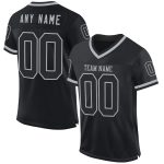 Personalized Black Gray Throwback Football Jersey - Custom Mesh Design Personalized Black Gray Mesh Throwback Football Jersey