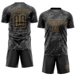 Personalized Abstract Grunge Art Soccer Uniform Jersey - Black Gray Old Gold Design Personalized Black Gray-Old Gold Abstract