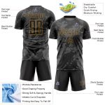 Personalized Abstract Grunge Art Soccer Uniform Jersey - Black Gray Old Gold Design Personalized Black Gray-Old Gold Abstract