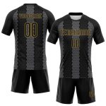 Custom Name Number Sublimation Volleyball Jersey - Personalized Black Gray Gold Geometric Shape Team Uniform Personalized