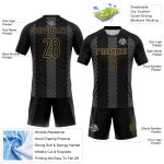Custom Name Number Sublimation Volleyball Jersey - Personalized Black Gray Gold Geometric Shape Team Uniform Personalized