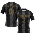 Custom Name Number Sublimation Volleyball Jersey - Personalized Black Gray Gold Geometric Shape Team Uniform Personalized