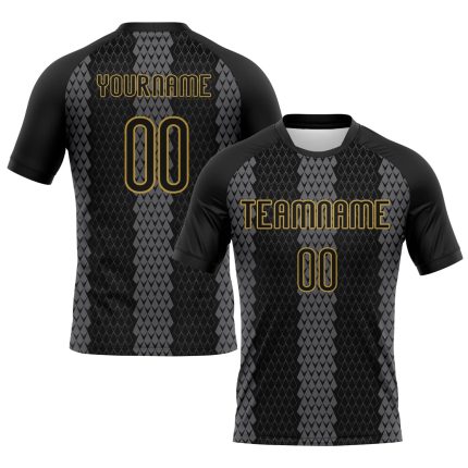 Custom Name Number Sublimation Volleyball Jersey - Personalized Black Gray Gold Geometric Shape Team Uniform Personalized