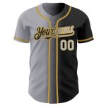 Personalized Gradient Baseball Jersey in Black Gray and Old Gold - Fashion Sportswear Personalized Black Gray-Old Gold Gradient