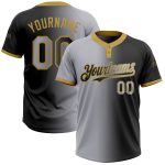 Personalized Gradient Softball Jersey for Adults - Black Gray Gold Two-Button Unisex Fashion Shirt Personalized Black Gray-Old