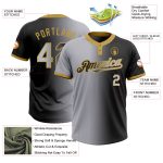 Personalized Gradient Softball Jersey for Adults - Black Gray Gold Two-Button Unisex Fashion Shirt Personalized Black Gray-Old