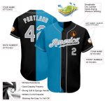 Custom Name Number Personalized Black Gray Panther Blue Split Fashion Baseball Jersey Personalized Black Gray-Panther Blue