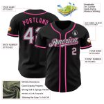 Custom Name and Number Baseball Jersey - Personalized Black Gray-Pink Authentic Design Personalized Black Gray-Pink Authentic