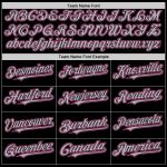 Customizable Varsity Letterman Hoodie Jacket Black Gray-Pink with Team Name & Number - Two Tone Full-Snap Design Personalized
