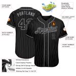 Custom Name and Number Personalized Black Gray Pinstripe Authentic Baseball Jersey Personalized Black Gray Pinstripe Black-Gray