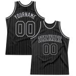 Custom Name & Number Personalized Black Gray Pinstripe Basketball Jersey - Authentic Team Gear Personalized Black Gray Pinstripe