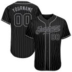 Personalized Black Gray Pinstripe Baseball Jersey for Men and Women Personalized Black Gray Pinstripe Black-Gray Baseball