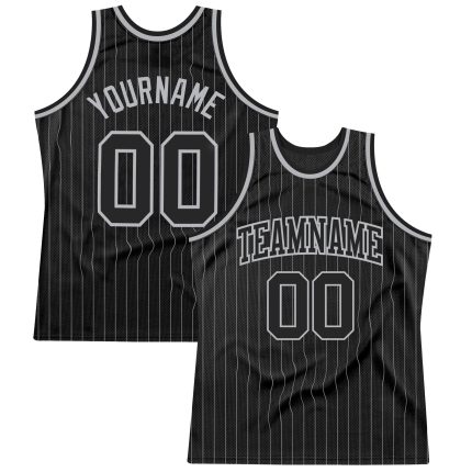 Custom Black Gray Pinstripe Basketball Jersey - Personalized Team Sports Uniform Personalized Black Gray Pinstripe Black-Gray