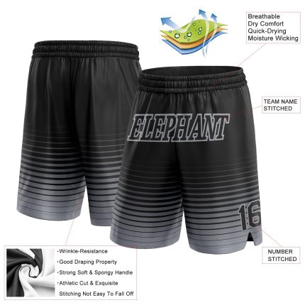Personalized Black Gray Pinstripe Fashion Basketball Shorts for Men Personalized Black Gray Pinstripe Fade Fashion Basketball