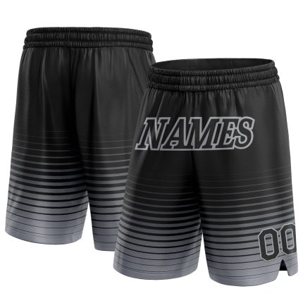Personalized Black Gray Pinstripe Fashion Basketball Shorts for Men Personalized Black Gray Pinstripe Fade Fashion Basketball