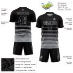 Custom Name Number Soccer Jersey Personalized Black Gray Pinstripe Fade Fashion Uniform Personalized Black Gray Pinstripe