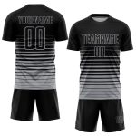 Custom Name Number Soccer Jersey Personalized Black Gray Pinstripe Fade Fashion Uniform Personalized Black Gray Pinstripe