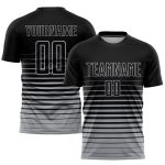 Custom Name Number Soccer Jersey Personalized Black Gray Pinstripe Fade Fashion Uniform Personalized Black Gray Pinstripe