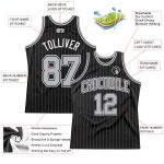 Custom Black Gray Pinstripe Basketball Jersey with Personalized Name & Number - Team Authentic Design Personalized Black