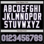 Personalized Black Gray Pinstripe Baseball Jersey with Gray and Purple Accents Personalized Black Gray Pinstripe Gray-Purple