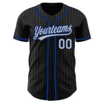 Personalized Black Gray Pinstripe Baseball Jersey - Custom Gray-Royal Team Jersey Personalized Black Gray Pinstripe Gray-Royal