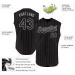 Personalized Black Gray Pinstripe Sleeveless Baseball Jersey for Men and Women Personalized Black Gray Pinstripe Gray Sleeveless