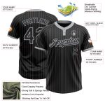 Custom Name & Number Unisex Softball Jersey - Personalized Black Gray Two-Button Pinstripe Design Personalized Black Gray
