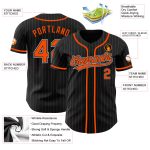 Personalized Baseball Jersey - Black Gray Pinstripe with Orange Accents Personalized Black Gray Pinstripe Orange Baseball