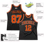 Personalized Basketball Jersey - Black Gray Pinstripe with Orange-Gray Accents Personalized Black Gray Pinstripe Orange-Gray