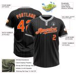 Custom Softball Jersey Unisex Personalized Black Gray Pinstripe Orange Two-Button with Name and Number Personalized Black