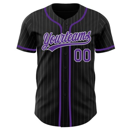 Personalized Purple Black Gray Pinstripe Baseball Jersey for Men and Women Personalized Black Gray Pinstripe Purple Baseball