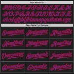 Custom Name and Number Personalized Black Gray Pinstripe Purple-Red Baseball Jersey Personalized Black Gray Pinstripe Purple-Red
