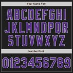 Personalized Unisex Softball Jersey Black Gray Pinstripe Purple Two-Button Design Personalized Black Gray Pinstripe Purple