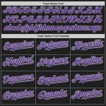 Personalized Unisex Softball Jersey Black Gray Pinstripe Purple Two-Button Design Personalized Black Gray Pinstripe Purple