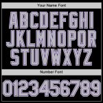 Personalized Black Gray Pinstripe Sleeveless Baseball Jersey with Purple-White Accents Personalized Black Gray Pinstripe