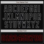 Personalized Varsity Letterman Jacket Black Gray Pinstripe Red Full-Snap Bomber Personalized Black Gray Pinstripe Red Bomber