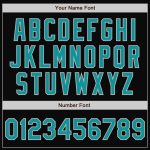 Personalized Teal Bomber Jacket with Black Gray Pinstripe, Full-Snap Varsity Letterman Style Personalized Black Gray Pinstripe