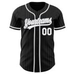 Personalized Black Gray Baseball Jersey with Pinstripes - Authentic Design Personalized Black Gray Pinstripe White Authentic