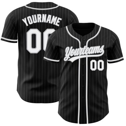 Custom Black Gray Pinstripe Baseball Jersey - Personalized Sports Apparel 2 Personalized Black Gray Pinstripe White Baseball