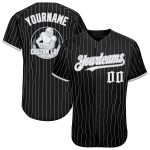 Personalized Black Gray Pinstripe Baseball Jersey for Men, Custom Name & Number Personalized Black Gray Pinstripe White Baseball