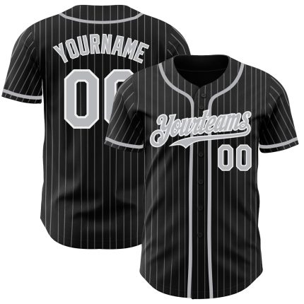 Personalized Black Gray Pinstripe Baseball Jersey for Men Women Kids Size 4 Personalized Black Gray Pinstripe White Baseball