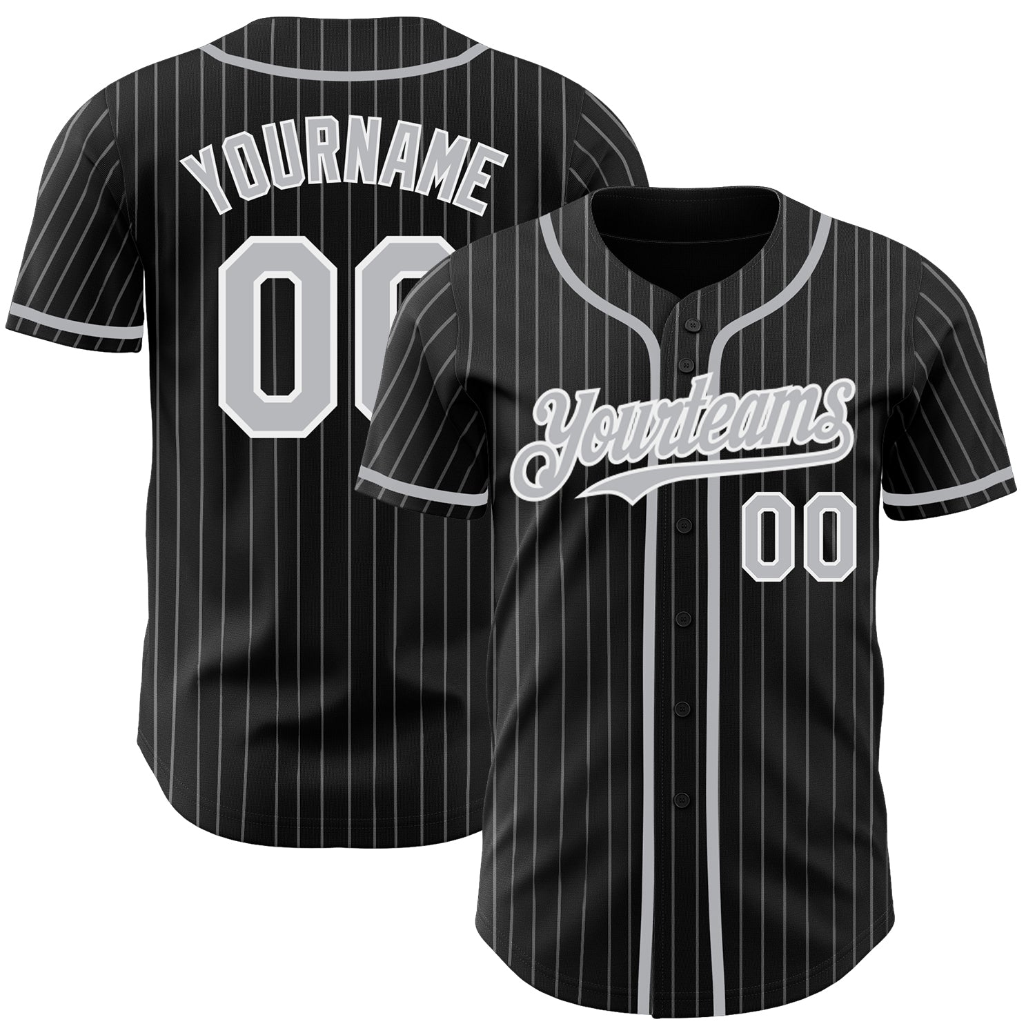 Personalized Black Gray Pinstripe Baseball Jersey for Men Women Kids Size 4 Personalized Black Gray Pinstripe White Baseball