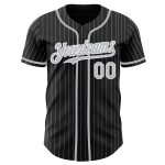 Personalized Black Gray Pinstripe Baseball Jersey for Men Women Kids Size 4 Personalized Black Gray Pinstripe White Baseball