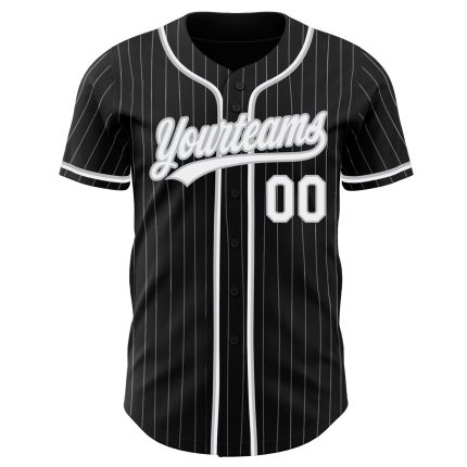 Personalized Baseball Jersey - Black Gray Pinstripe Design for Custom Style Personalized Black Gray Pinstripe White Baseball