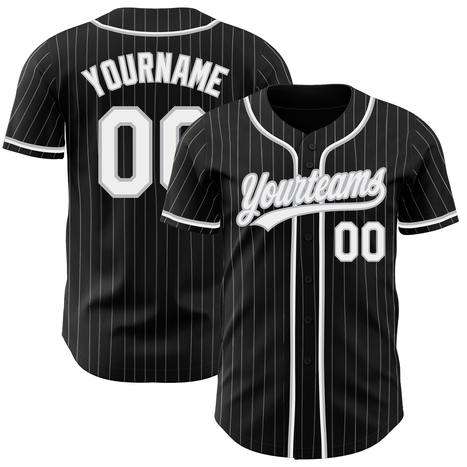Personalized Baseball Jersey - Black Gray Pinstripe Design for Custom Style Personalized Black Gray Pinstripe White Baseball