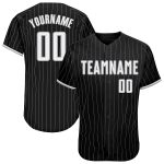 Personalized Authentic Baseball Jersey - Black Gray Pinstripe White Gray Design Personalized Black Gray Pinstripe White-Gray