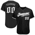 Custom Name and Number Personalized Baseball Jersey - Black Gray Pinstripe, Authentic Design Personalized Black Gray Pinstripe