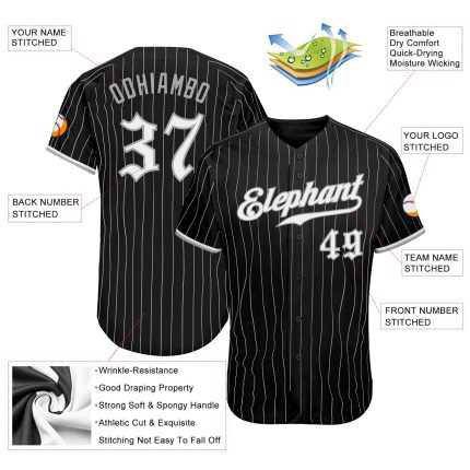 Custom Softball Jersey - Personalized Black Gray Pinstripe with Name & Number, Authentic Team Apparel Personalized Black